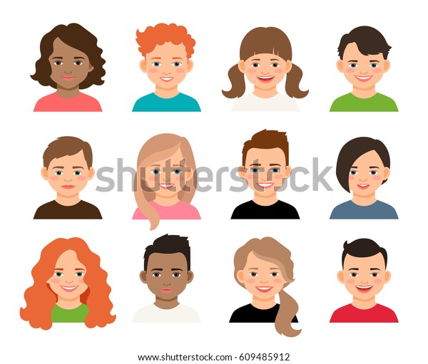 Vector Teenagers Pupil Kids Faces Young Stock Vector (Royalty Free ...