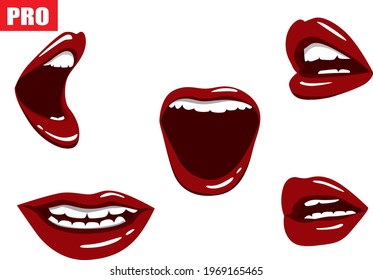 Vector teeth, gums, mouth and talking mouth set eps 10