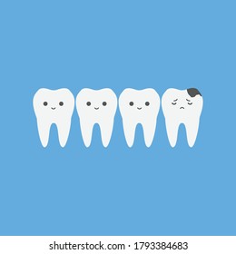 vector teeth healthy and cavity illustration for kids