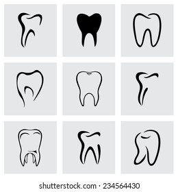 Vector teeth icon set on grey background