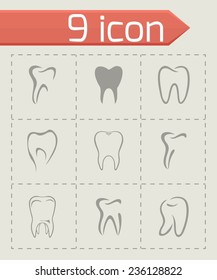 Vector teeth icon set on grey background