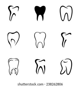 Vector teeth icon set on white background