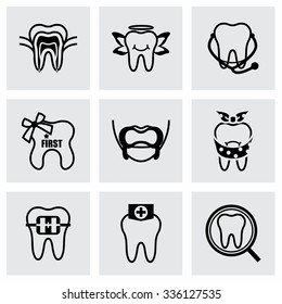 Vector Teeth icon set on grey background