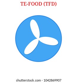 Vector TE-FOOD (TFD) digital cryptocurrency logo. TE-FOOD (TFD)  icon. Vector illustration isolated on white background.