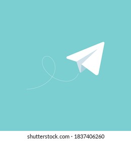 A vector telegram paper icon logo airplane | Paper airplane in the sky | Flying high