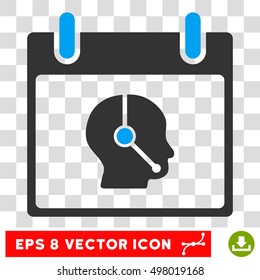 Vector Telemarketing Operator Calendar Day EPS vector pictogram. Illustration style is flat iconic bicolor blue and gray symbol on a transparent background.