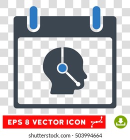 Vector Telemarketing Operator Calendar Day EPS vector pictogram. Illustration style is flat iconic bicolor smooth blue symbol on a transparent background.