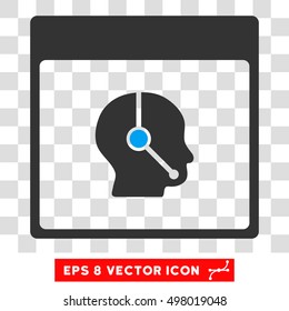 Vector Telemarketing Operator Calendar Page EPS vector pictograph. Illustration style is flat iconic bicolor blue and gray symbol on a transparent background.