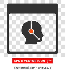 Vector Telemarketing Operator Calendar Page EPS vector pictograph. Illustration style is flat iconic bicolor orange and gray symbol on a transparent background.