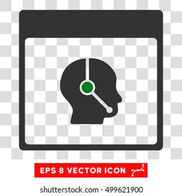 Vector Telemarketing Operator Calendar Page EPS vector icon. Illustration style is flat iconic bicolor green and gray symbol on a transparent background.