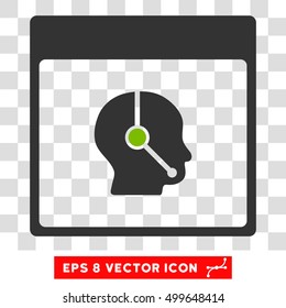 Vector Telemarketing Operator Calendar Page EPS vector pictograph. Illustration style is flat iconic bicolor eco green and gray symbol on a transparent background.
