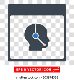 Vector Telemarketing Operator Calendar Page EPS vector icon. Illustration style is flat iconic bicolor smooth blue symbol on a transparent background.