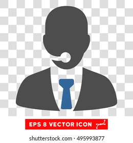 Vector Telemarketing Operator EPS vector icon. Illustration style is flat iconic bicolor cobalt and gray symbol on a transparent background.
