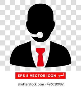 Vector Telemarketing Operator EPS vector icon. Illustration style is flat iconic bicolor intensive red and black symbol on a transparent background.