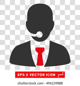 Vector Telemarketing Operator EPS vector pictograph. Illustration style is flat iconic bicolor intensive red and gray symbol on a transparent background.