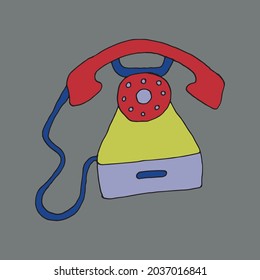 Vector Telephone. Evolution Of The Phone. Isolated Doodles