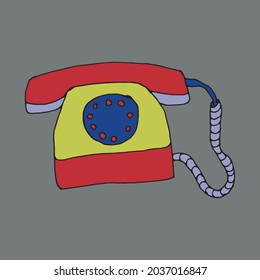 Vector Telephone. Evolution Of The Phone. Isolated Doodles