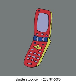 Vector Telephone. Evolution Of The Phone. Isolated Doodles