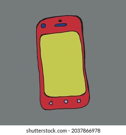 Vector Telephone. Evolution Of The Phone. Isolated Doodles