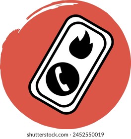 Vector telephone icon with a call to the rescue service in line art style, black and white illustration, vector.