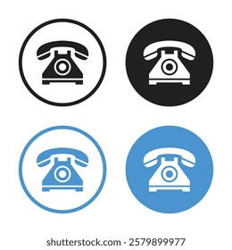 Vector Telephone Icon In Circles. Telephone Icon Set