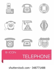 Vector Telephone icon set on white background