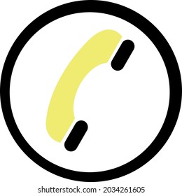 Icono de teléfono del vector color negro amarillo