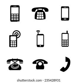 Vector telephone icons set on white background