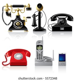 Vector telephone sets of different epoch