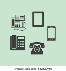 Vector telephone sets isolated