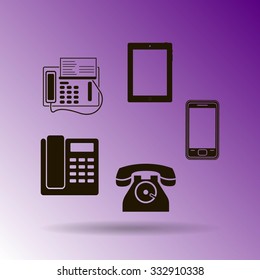 Vector telephones, tablet, smartphone sets isolated