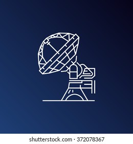 Vector telescope, graphic design element, telescopes in outline style, observatory icon, astronomy icon, science and technology badge, space emblem.
