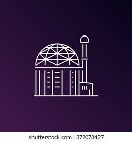 Vector telescope, graphic design element, telescopes in outline style, observatory icon, astronomy icon, science and technology badge, space emblem.