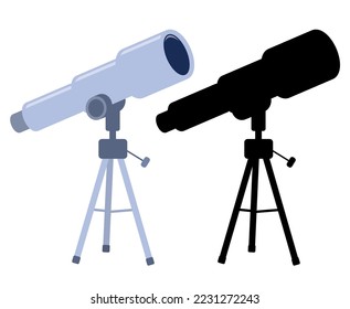 vector telescope icons isolated on white background.. astronomy instrument for science discovery. flat symbol of telescope to watch stars.