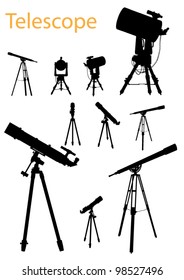 Vector Telescope Silhouette Set