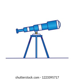 vector telescope with tripod , sky , moon and stars