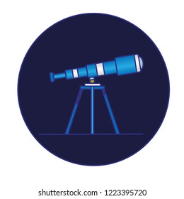 vector telescope with tripod , sky , moon and stars