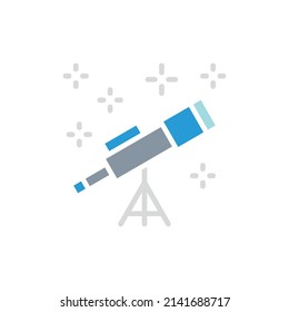 Vektor Teleskop, weiße Linie Symbol. Symbol- und Zeichengrafik-Design.