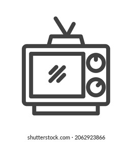 vector television black and white line icon