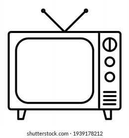 Diseño de iconos de esquema de televisión vectorial
