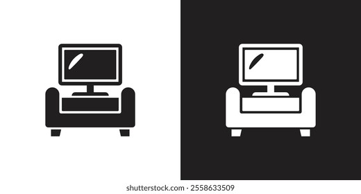 Vector Television Table Icons Black And White