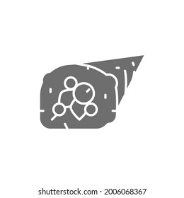 Vector temaki roll, japanese cuisine gray icon.