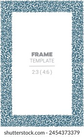 Vector temoplate wide frame composed of leaves. Aspect ratio 2:3.  Isolated on white background.