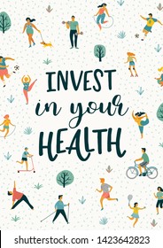 Vector tempale with leading an active healthy lifestyle. Design element.