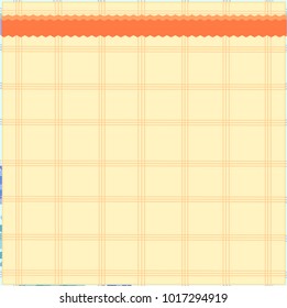 Vector tempate  greeting card or orange checked tablecloth with stripe