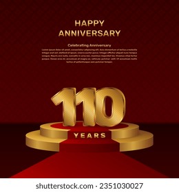 Vector template for 110th anniversary celebration with stage concept and golden numbers, Vector template design