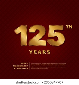 Vector template for a 125 year anniversary celebration with a golden pattern number concept. Vector template design