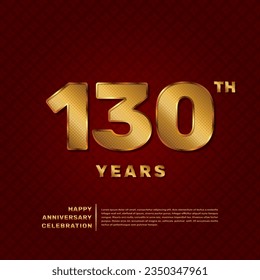 Plantilla de vectores para una celebración de 130 años con un concepto de número de patrón dorado. Diseño de plantillas de vector