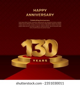 Vector template for 130th anniversary celebration with stage concept and golden numbers, Vector template design