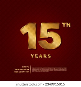 Vector template for a 15 year anniversary celebration with a golden pattern number concept. Vector template design